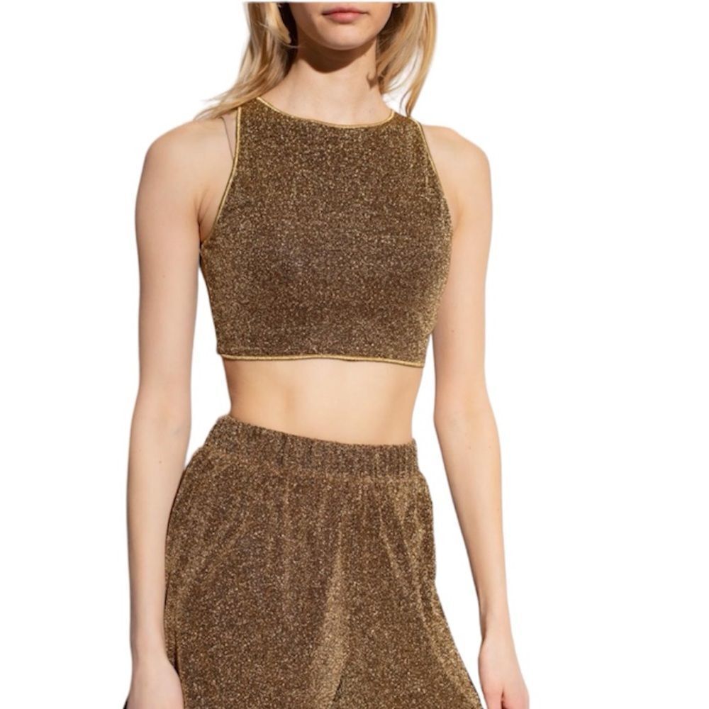 Oséree Gold Metallic Cropped Tank large